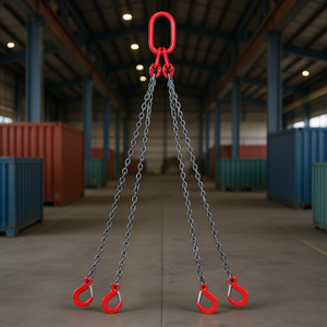 Eslinga de Cadena de Acero de Aleación G80 de Alta Resistencia, 1/4 Pulgadas x 5 Pies, con 4 Ganchos de Agarre para Elevación de Carga - Product Image 2