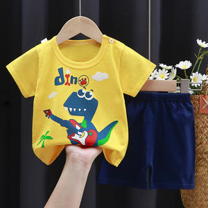 Ensembles de pyjamas pour enfants de haute qualité, en coton fin pour l'été, ensemble 2 pièces, pyjama décontracté à manches courtes, ensembles de pyjamas unisexes - Product Image 3