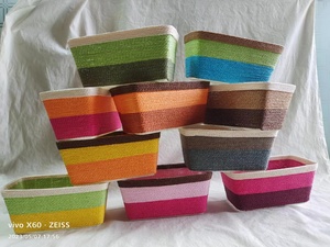 Petit panier à plantes <span class=keywords><strong>en</strong></span> <span class=keywords><strong>corde</strong></span> de papier-Panier enroulé tissé pour couvercle de <span class=keywords><strong>pot</strong></span> de fleur décoratif et organisation de la maison-Beige - Product Image 6