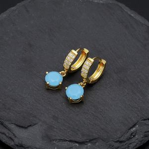 Pendientes de Aro JXX Chapados en Oro de 24K con Circonitas de Colores de Moda para Mujer, Precio al por Mayor para Regalo, Material Principal Latón - Product Image 3