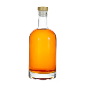 Botella de vidrio de licor de whisky transparente de alta calidad a la venta