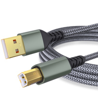 Cable de impresora Usb 2,0 A-macho a B-macho chapado en oro negro trenzado de nailon de 10 pies para Hp Cannon Brother Samsung Dell
