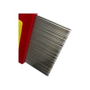 Peigne à puces et lentes pour animaux de compagnie (chats, chiots) avec manche long antidérapant en plastique et picots courts en acier inoxydable - Product Image 5