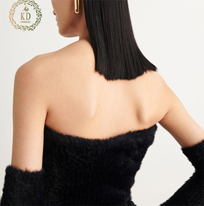 KD Knitwear Manufacturer Custom Sexy Bodycon Black Designer Fuzzy Mini Knit <strong>Dress</strong> - Product Image 4