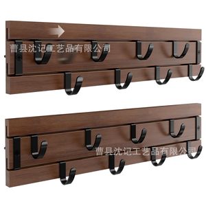 <b>Wooden</b> Wall-Mounted Storage Rack With Multi-Tiered <b>Hooks</b> For <b>Coats</b> Hats Bags Keys Entryway Living Room Bedroom - Product Image 5