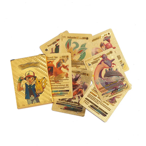 YY vente en gros bas <span class=keywords><strong>prix</strong></span> 55 pièces or argent noir <span class=keywords><strong>carte</strong></span> Pokemoned anglais français allemand espagne feuille d'or cartes de jeu - Product Image 5