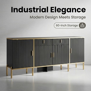 Buffet moderne de 60 pouces avec <span class=keywords><strong>rangement</strong></span>, armoire de <span class=keywords><strong>rangement</strong></span> pour salon avec pieds en métal doré pour meubles de maison - Product Image 5