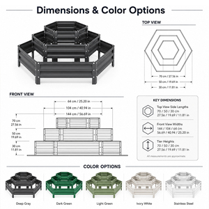 Jardinière Modulaire Hexagonale à Niveaux en Métal, Bac de Culture Surélevé en Acier Galvanisé pour Plantation de Légumes en Extérieur, OEM - Product Image 2