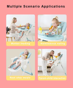 2023 top vente haute qualité bébé chaise haute portable hauteur réglable/gris salle à manger PU cuir meubles concepteur bébé chaise - Product Image 3