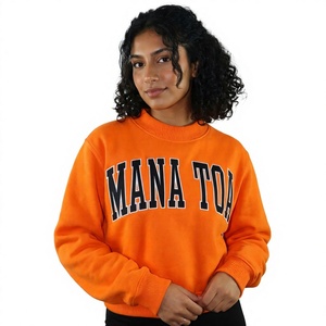 เสื้อสเวตเชิ้ตคอกลมผู้หญิง Mana Toa สีส้ม เสื้อฮู้ดฤดูหนาว ผ้าฝ้าย 100% ปักลายสไตล์วินเทจ แนวสตรีทแฟชั่น - Product Image 6