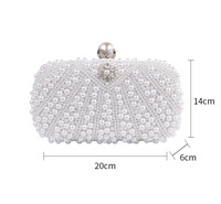 Pochette de mariée de luxe faite à la main en perles, élégante pochette de soirée blanche perlée avec chaîne argentée brillante pour mariage et fête