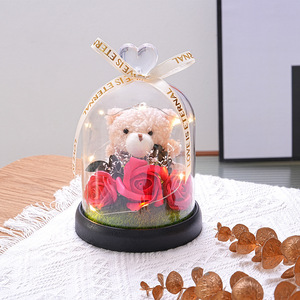 Caja de Cristal Hecha a Mano con Rosas Eternas, Flor Preservada para Novio, Novia, Mamá, Regalos Románticos - Product Image 6