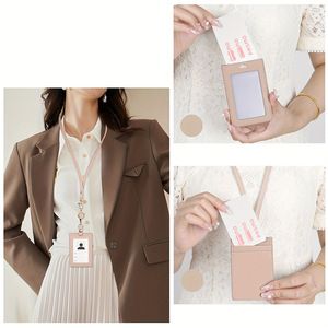 Porte-carte d'identité en cuir PU de style japonais, cordon détachable, porte-badge tendance, accessoire pour le travail, les étudiants, les cartes de repas, etc. - Product Image 4