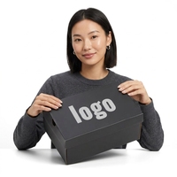 Boîtes de rangement pour chaussures de luxe de grande taille, noires, avec logo personnalisé imprimé en usine, logo personnalisé en relief