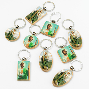 GIVELUCK Budget Light Wood Keychain Custom Saint Jude UV Print Durable Waterproof Eco-Friendly Portable Multiple Shapes Souvenir