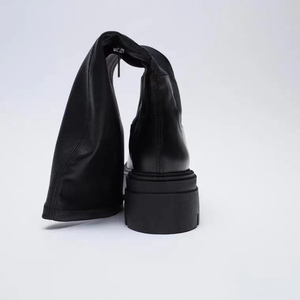 Botas Para Mujer Block Low Heel Black Leather 2025 Fall Women Shoes Fashion <b>Boots</b> - Product Image 4