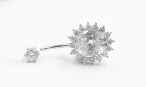 Piercing de nombril tendance à filetage externe en argent sterling 925, bijoux de corps en gros - Product Image 6