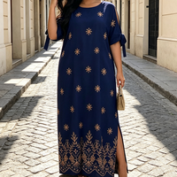 Nouvelle robe décontractée ample en dentelle 100 % coton, style rétro, longueur ras du sol, à motifs floraux, pour femmes du Moyen-Orient