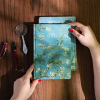 Carnet A5 à couverture rigide, ligné, avec reliure spirale, logo imprimé, collection d'art Van Gogh « Fleurs d'amande » – Be Online