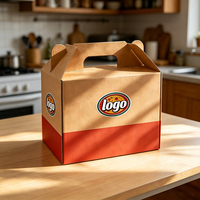 Caja de Embalaje de Papel Kraft Resistente a la Grasa, Plegable, Reciclable, con Logotipo Impreso Personalizado al por Mayor, para Comida Rápida para Llevar, como Pollo Frito