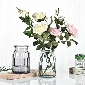 Hiện đại rõ ràng Glass Flower Vase trang trí nội thất Bảng trang trí nến bình thủy tinh xi lanh