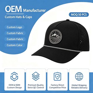 Casquette de baseball/golf structurée à 6 panneaux, imperméable, avec logo personnalisé OEM, trou découpé au laser, patch en caoutchouc, fermeture snapback, pour sports de plein air - Product Image 1