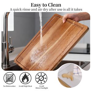 2 planches à découper pour la cuisine, <span class=keywords><strong>planche</strong></span> à découper en bois avec rainure pour les jus et <span class=keywords><strong>planche</strong></span> de cuisson en acrylique avec rebord de comptoir - Product Image 4