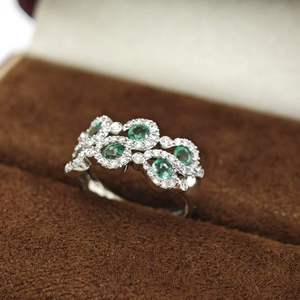 UM jewelry 18k green gemstone lab-grown <b>diamond</b> <b>ring</b>, unisex daily wear, wedding anniversary gift - Product Image 2