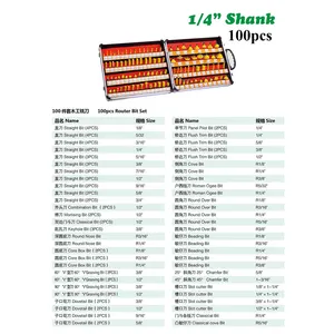 1/4 Shank 50/100pcs Router Bits Set Wood Bit Cutter For Woodworking Milling Slotting Trimming
