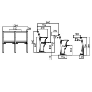 Silla escalonada de aleación de aluminio BX-0182 con reposabrazos para uso en aulas escolares - Product Image 3