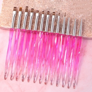 Nouveau cristal violet Nail Art pinceaux grand carré rond peinture stylo ongles Liner brosse ongles brosse ensemble - Product Image 2