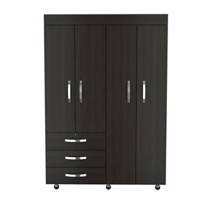 Armario Moderno Isla de 3 Cajones en Negro Wengue, Mueble Elegante para Dormitorio - Product Image 4