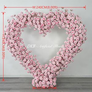 Arco de Rosas Artificiales de Seda en Forma de Corazón Rosa Romántico de 6-7 pies de Altura, de Primera Calidad, para Propuesta de Matrimonio, Venta al Por Mayor de Fábrica DKB - Product Image 2