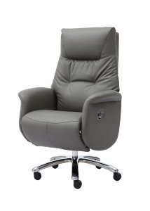Sedia Direzionale Ergonomica in Pelle, Poltrona da Ufficio Regolabile con Schienale Alto per Dirigenti - Product Image 3