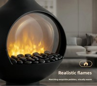 Cheminée électrique à LED avec flamme 3D réaliste intégrée, télécommande, thermostat intelligent réglable, économie d'énergie