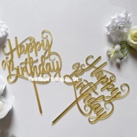Décoration de gâteau d'anniversaire en acrylique doré et argenté de luxe « Joyeux Anniversaire »