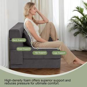 Canapé-lit pliable désossé Chaise-lit convertible en velours côtelé simple Chaise-matelas en mousse pliable Canapé <span class=keywords><strong>futon</strong></span> pliable confortable - Product Image 6