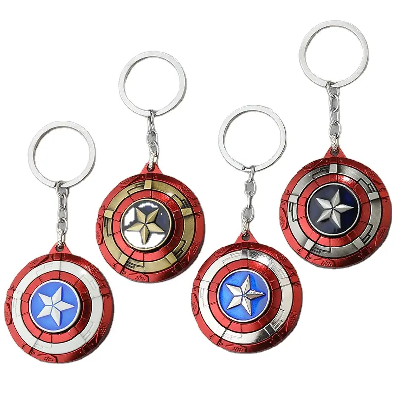 2023 América Melhor Venda Filme Capitão América Metal Escudo Rotativo Keychain América Marvel Comic