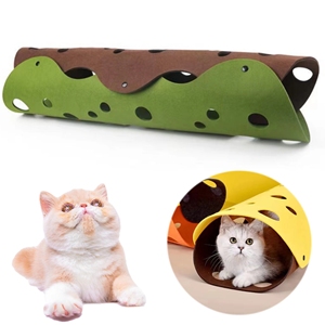 Cama de túnel para gatos, cama plegable de tubo para mascotas con agujeros, alfombrilla de juego para gatos DIY, alfombra de actividad, juguete para tela de fieltro interactiva/para ejercicio - Product Image 1