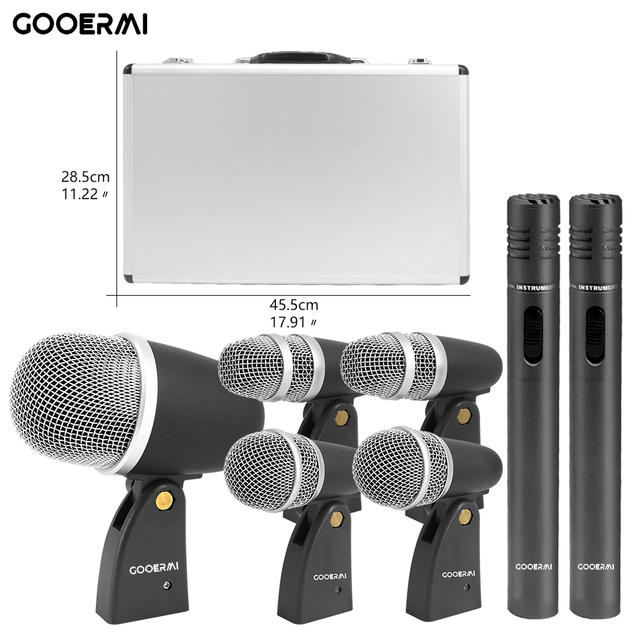 New Wholesale Music Instrument 7 Pcs Recording Professional Drum Mic Microphone for Drums