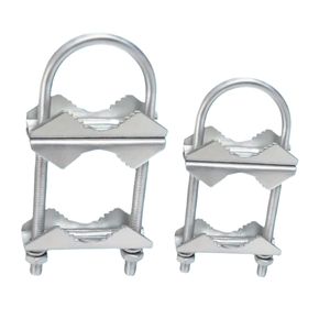 Pince de mât d'antenne double Mâchoire en V Support de montage Boulons en U Collier de serrage de tuyau à tuyau 2 jeux pour antenne CB extérieure - Product Image 6