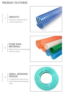 3 pouces 76mm Flexible Plastic PVC Helix Water Pump Suction Discharge Spiral Tube Hose