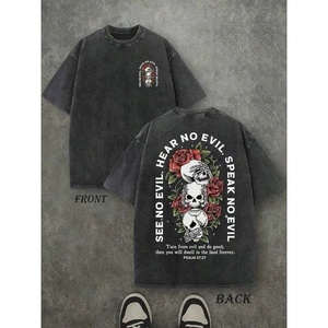 T-shirt vintage surdimensionné en gros, délavé, en coton lourd, imprimé DTG personnalisé pour streetwear, lavage à l'acide, t-shirt pour homme - Product Image 3
