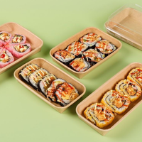 Boîte d'emballage pour salade, fruits, sushi en papier kraft de qualité alimentaire avec couvercles en plastique, logo personnalisé, différentes tailles, pour emporter