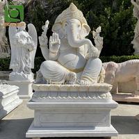 Sculpture de Bouddha grandeur nature, dieu indien, marbre blanc, sculptée à la main, décoration religieuse de jardin, statue de Ganesh
