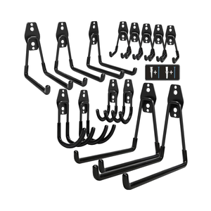 Steel Garage <strong>Storage</strong> <strong>Hooks</strong> - 16 Pack Anti-Slip Coating, Heavy Duty Wall Mount <strong>Hooks</strong> for Hanging Bike, <strong>Ladder</strong>, Garden Tools - Product Image 1