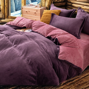 Set Biancheria da Letto In Velluto di Poliestere 100% Morbido e Felpato Invernale 4 Pezzi con Copripiumino Matrimoniale King e Lenzuolo Semplice e Moderno per la Casa - Product Image 1