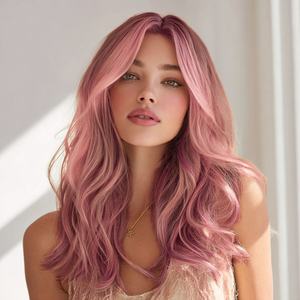 2025新ファッションレディース透明レースフロントウィッグピンクグラデーションヘアテールマイクロボリューム合成レースWig-SM9658 - Product Image 6