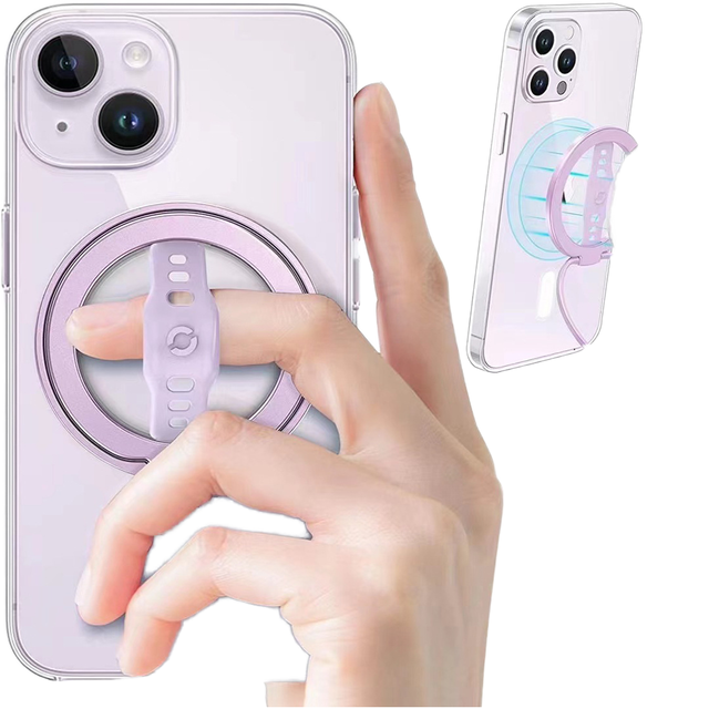 Hot Sale Removable Silicone Finger Strap and Magnetic Wireless Charging Phone Grip Stand Desk Usage Ring Holder