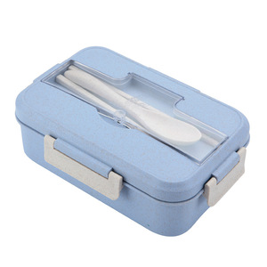 Wheat lunch box Student office portable lunch box Sealed split plastic lunch box